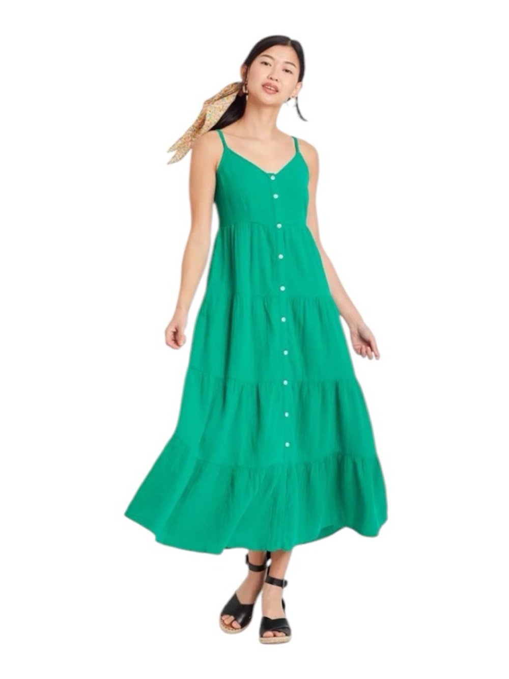 Universal Threads Sleeveless Button-Front Tiered Dress S